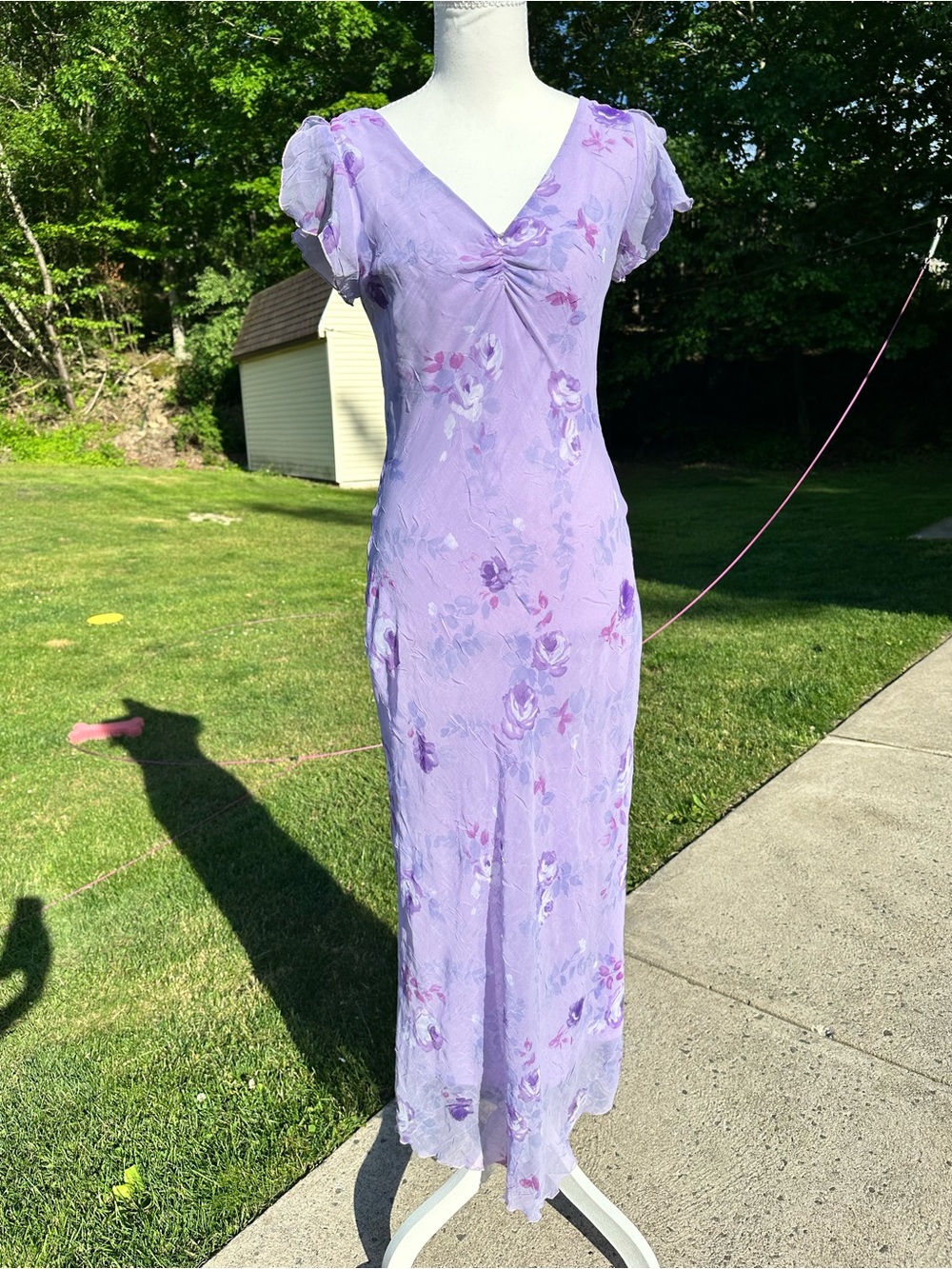 Vintage Studio Y Lavender Floral V-Neck Maxi with Flowy Sleeves